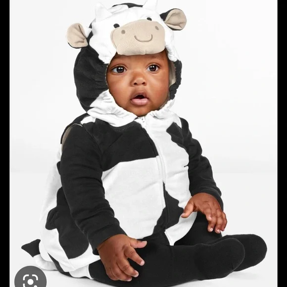 Newborn Month Cow Costume Holstein Cow Outfit, Black And White Cow